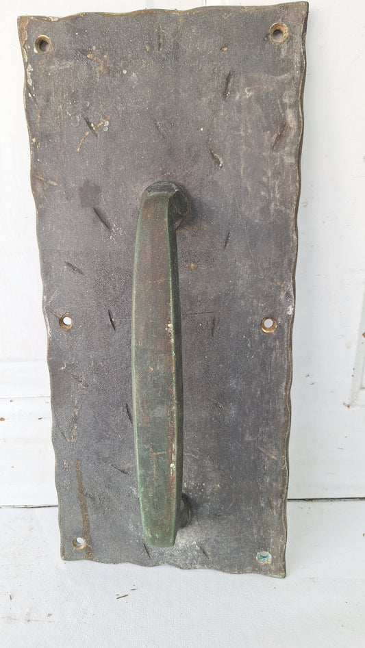 Vintage Hammered Iron Door Pull Handles: Tudor Swinging Door Plates