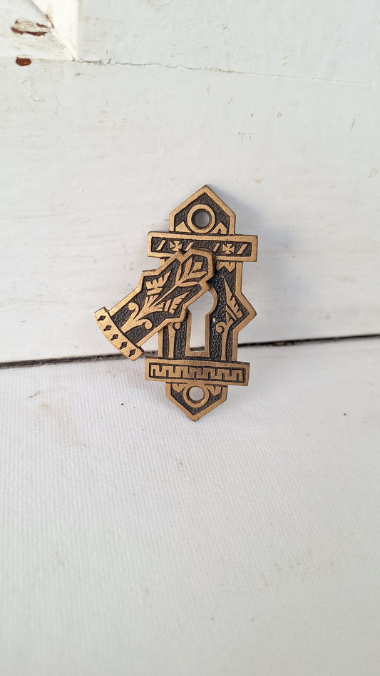 Swinging Cover Antique Key Hole Escutcheon, Antique Cast Bronze Keyhole