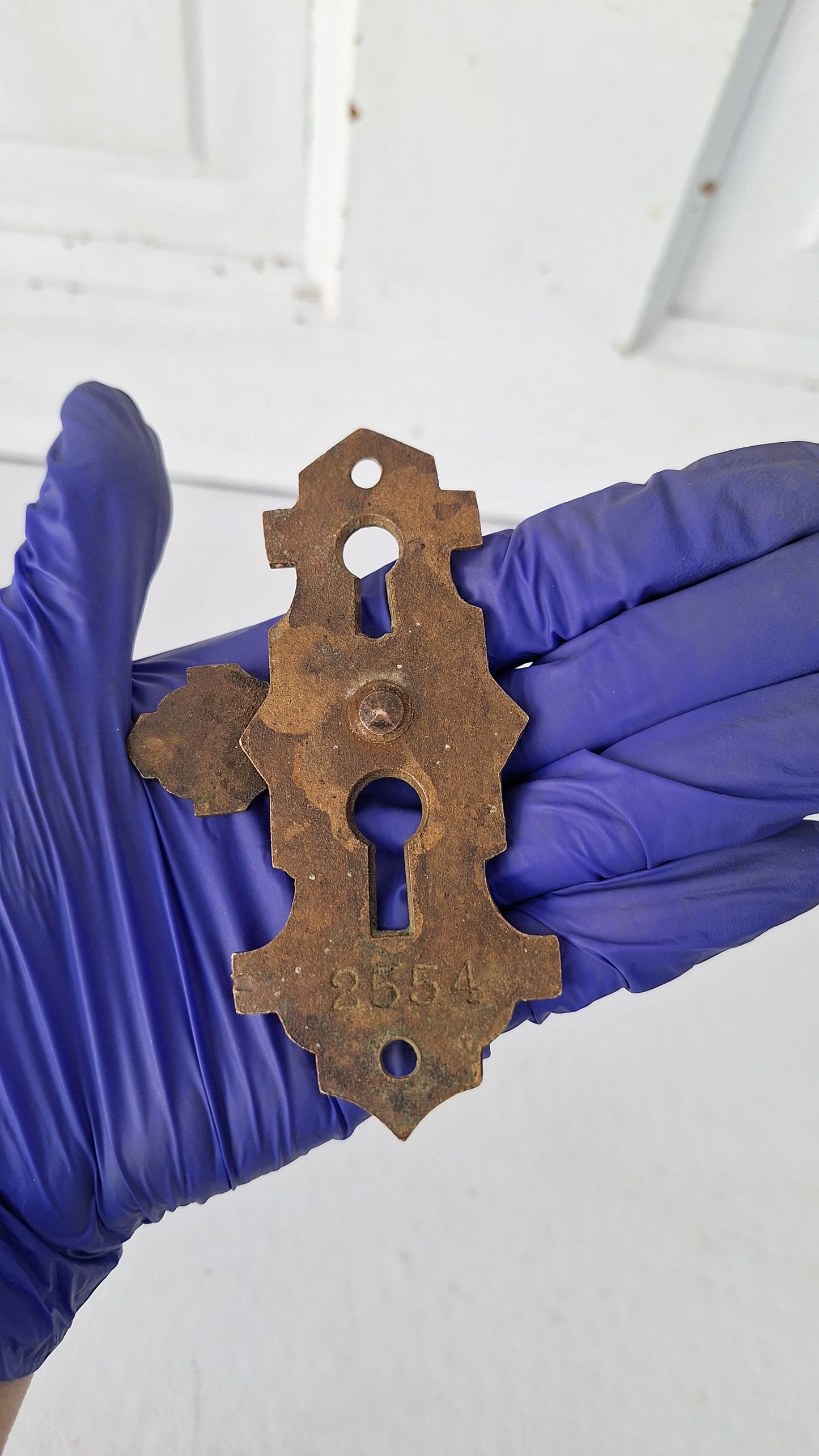Antique Victorian Era Keyhole Escutcheon with Swinging Drop Cover, Antique Key Hole Plate 021517