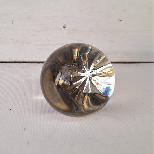 Large Round Vintage Glass Knob, Round Glass Doorknob with Silver Center