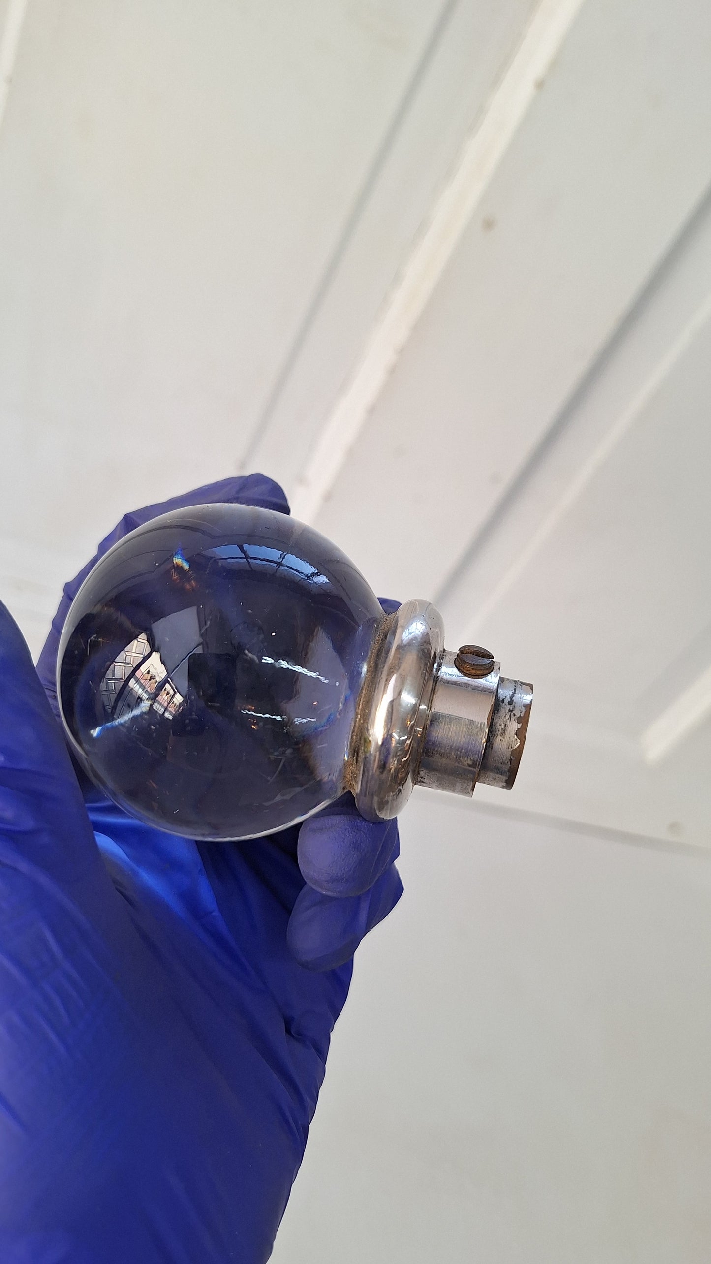 Large Round Vintage Glass Knob, Round Glass Doorknob with Silver Center