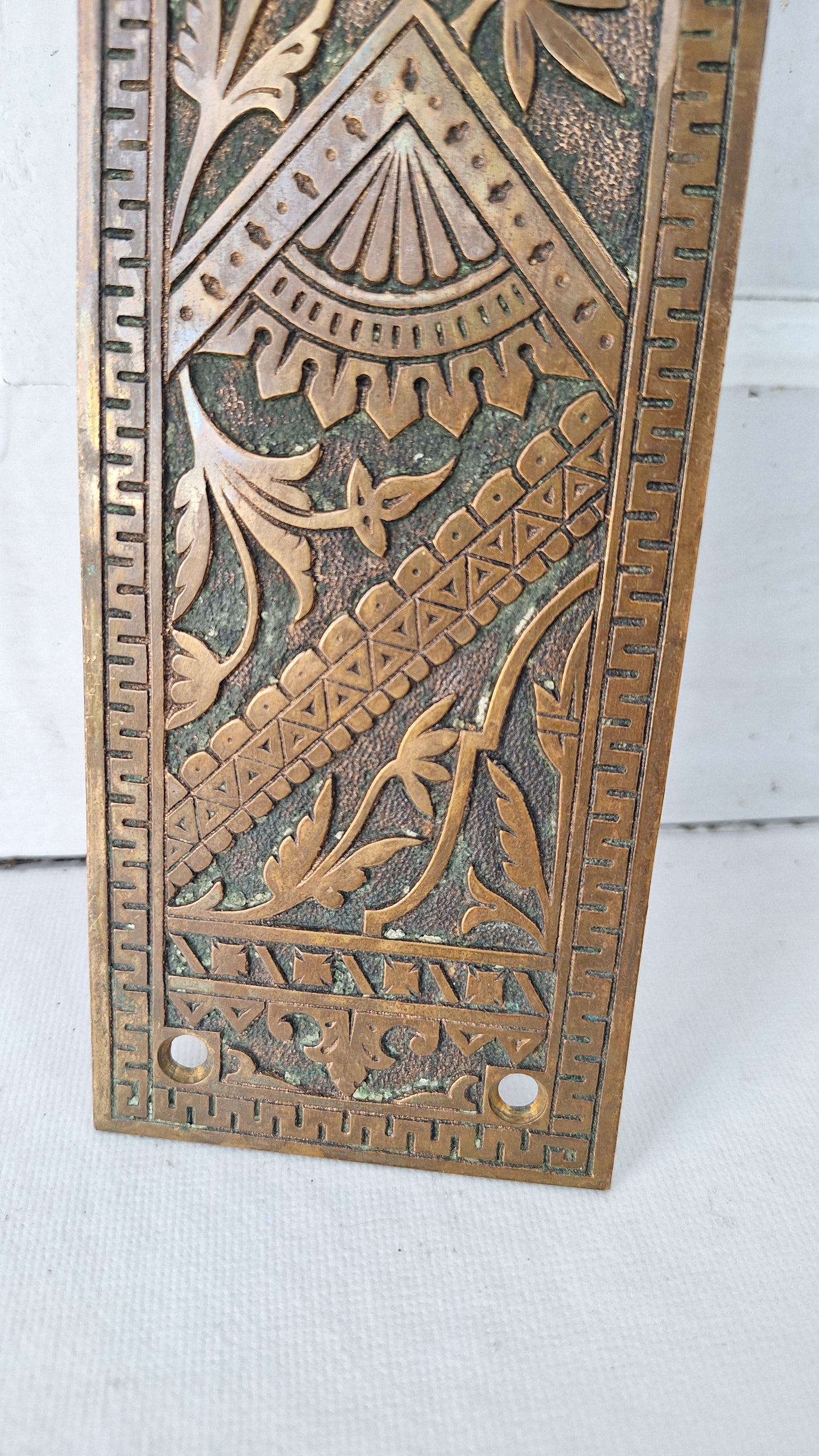 Branford Antique Bronze Push Plate, Ornate Swinging Door Brass Push Plate