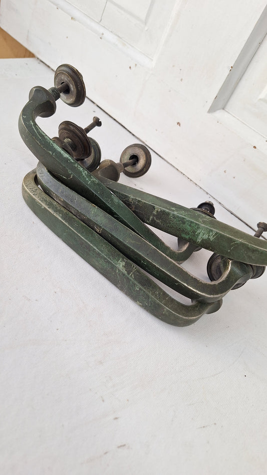 Vintage Church Door Pull Handle, Silver and Green Vintage Door Hardware