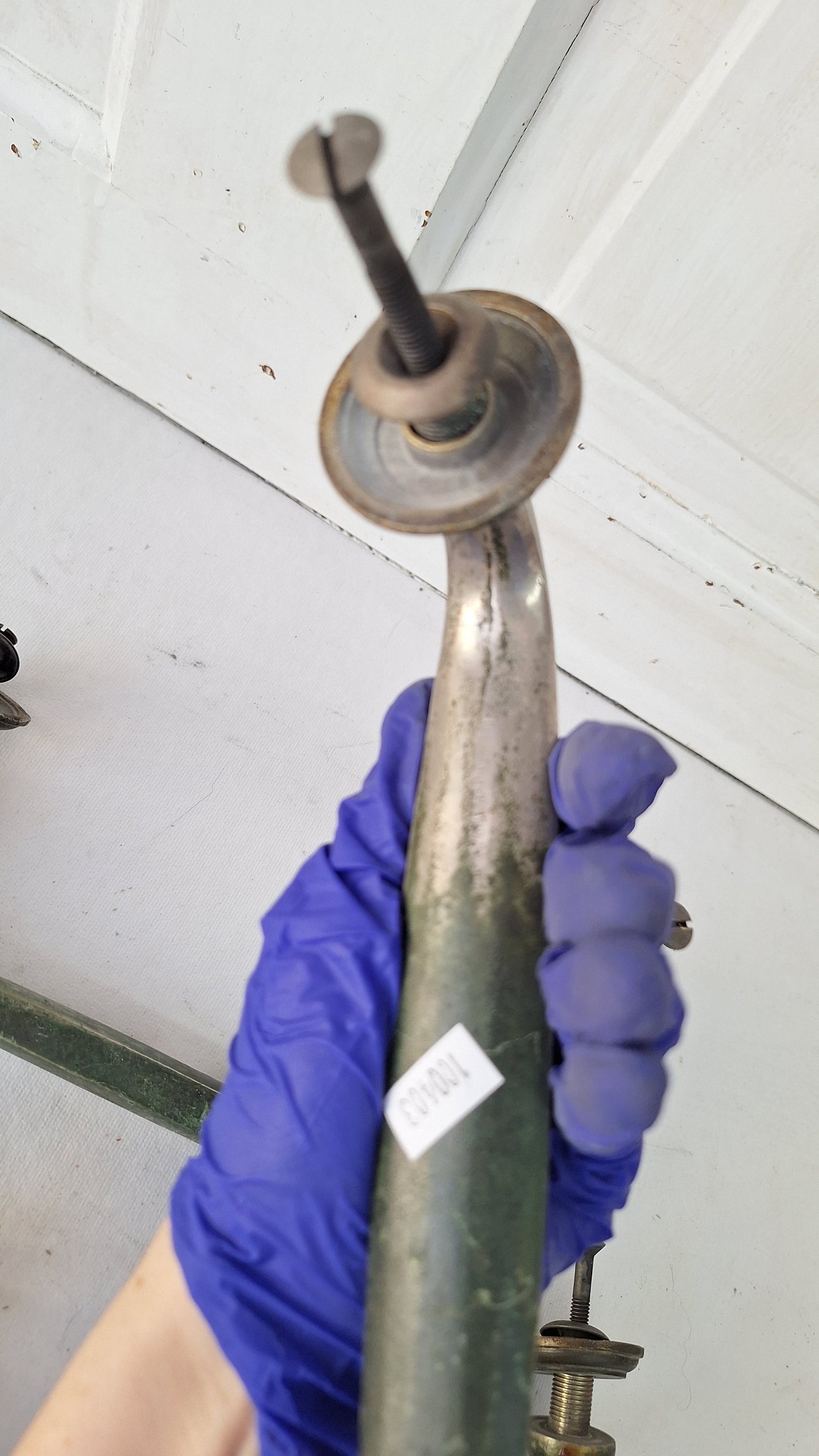 Vintage Church Door Pull Handle, Silver and Green Vintage Door Hardware