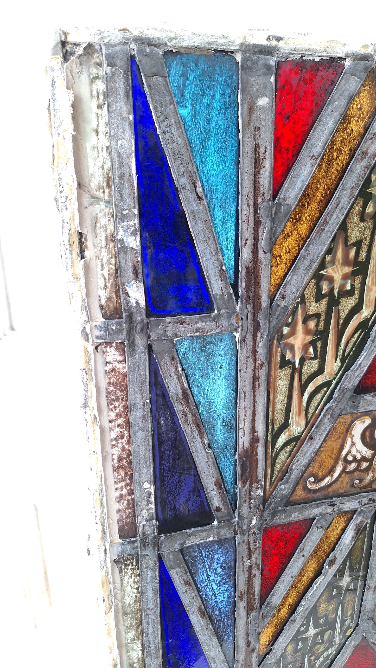 Angel and Star Antique Stained Glass, Vintage Church Windows