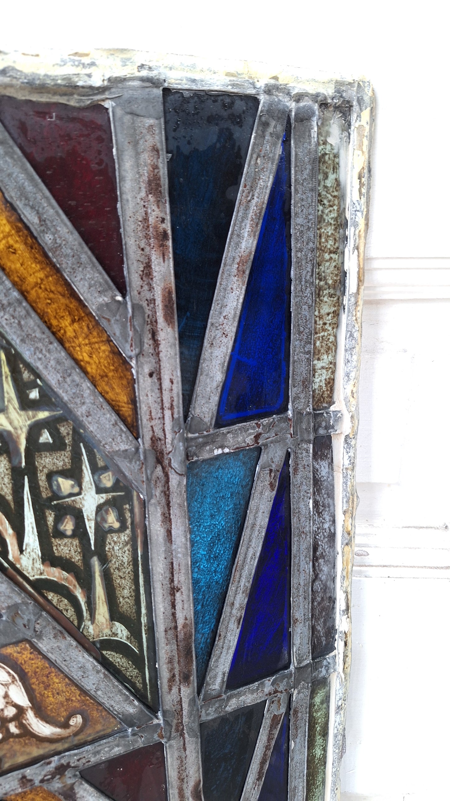 Angel and Star Antique Stained Glass, Vintage Church Windows