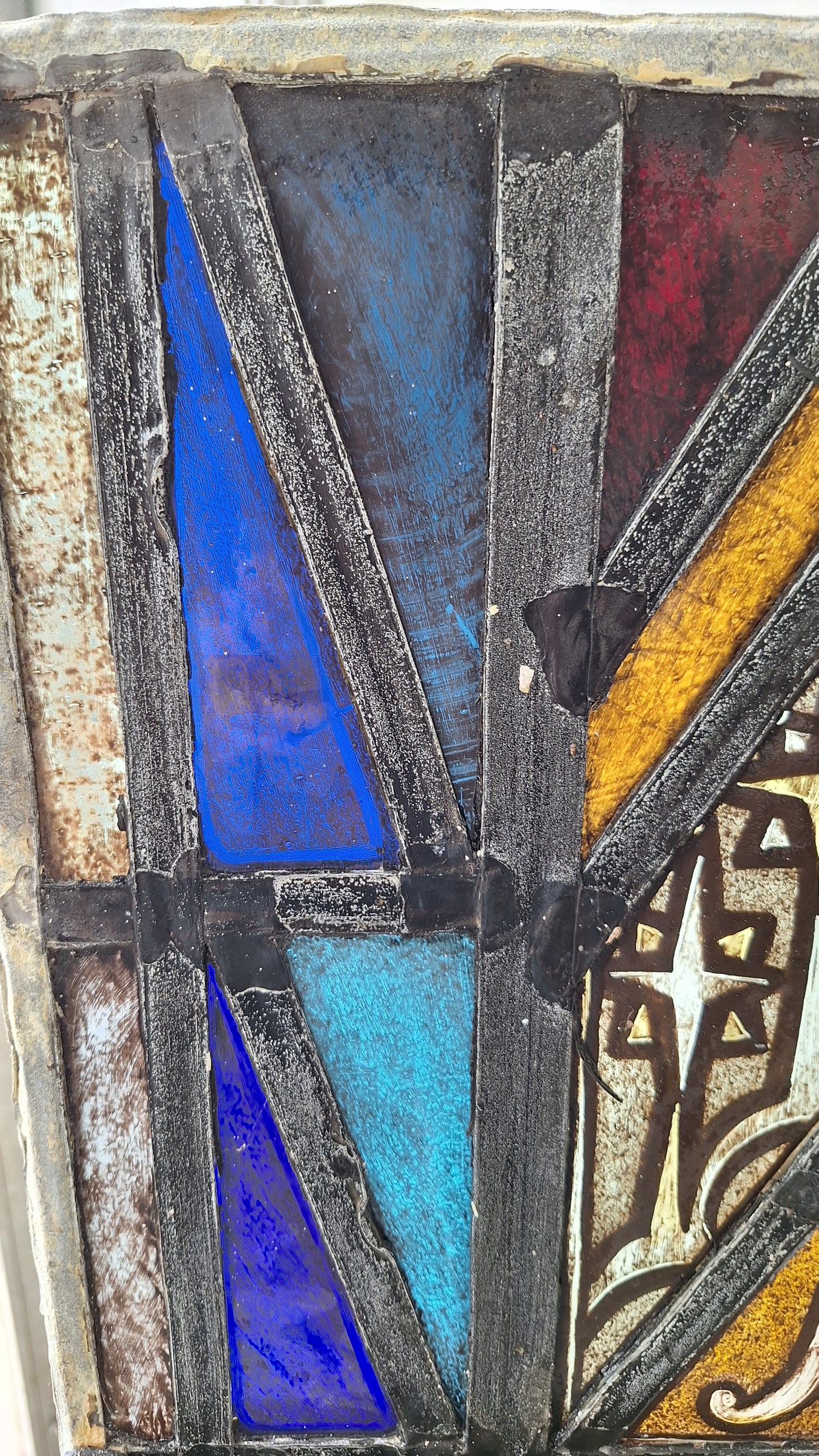 Angel and Star Antique Stained Glass, Vintage Church Windows