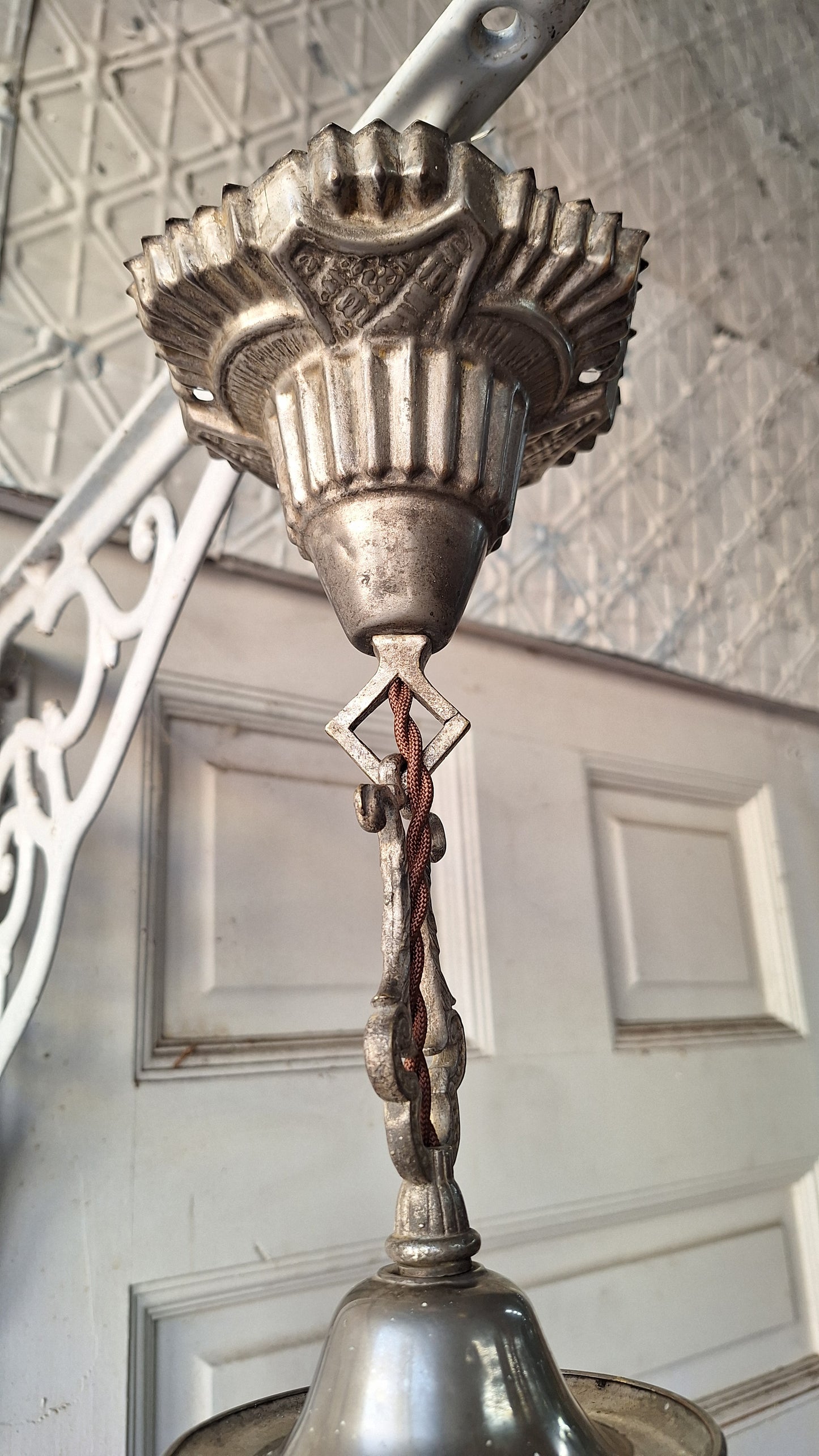 Blown Opal Glass Shade Pendant Light, Antique Swirled Glass Globe Pendant Fixture