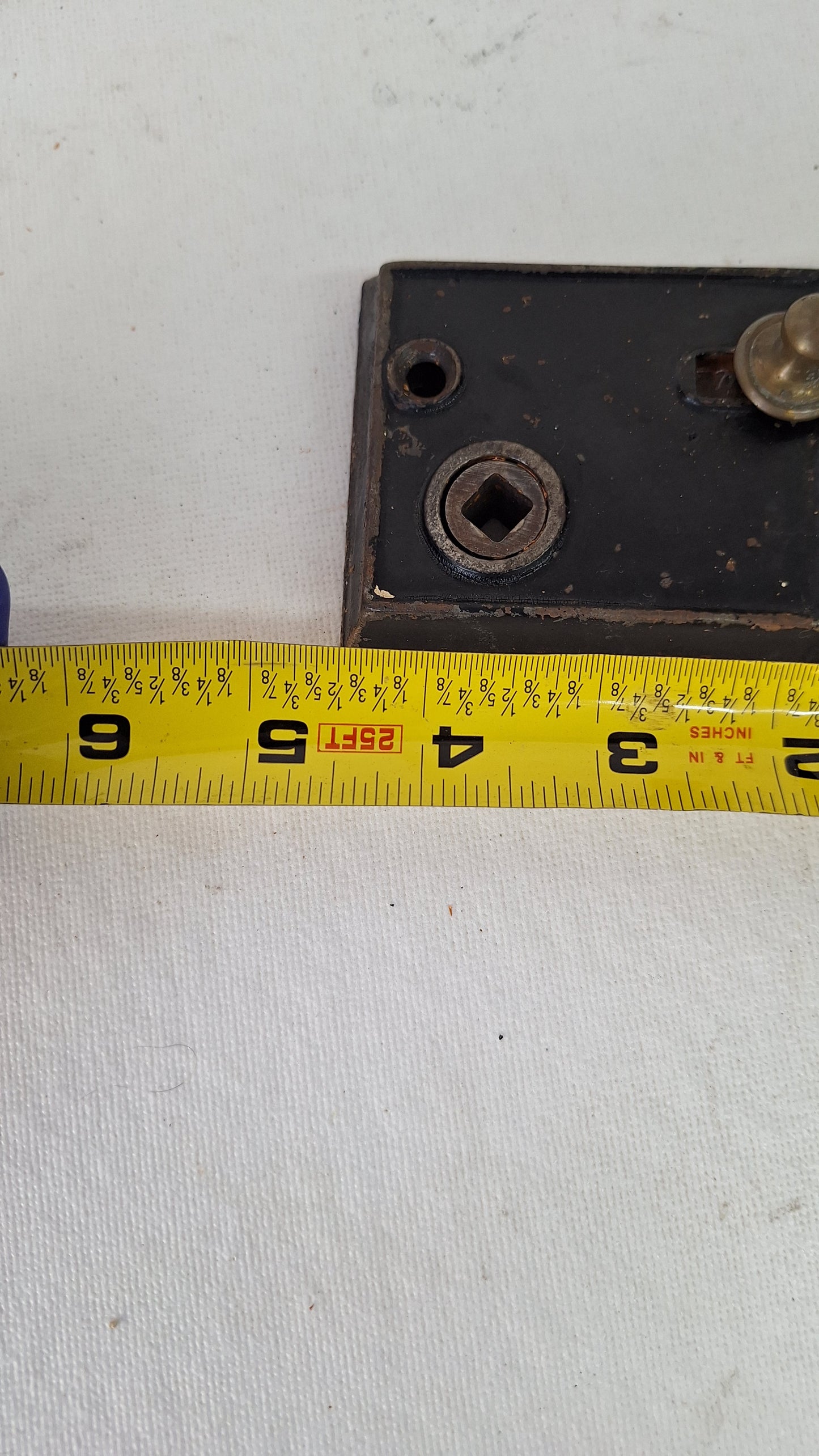 Antique Door Rim Lock and Keeper, Cast Iron Surface Mount Lock with Privacy Latch