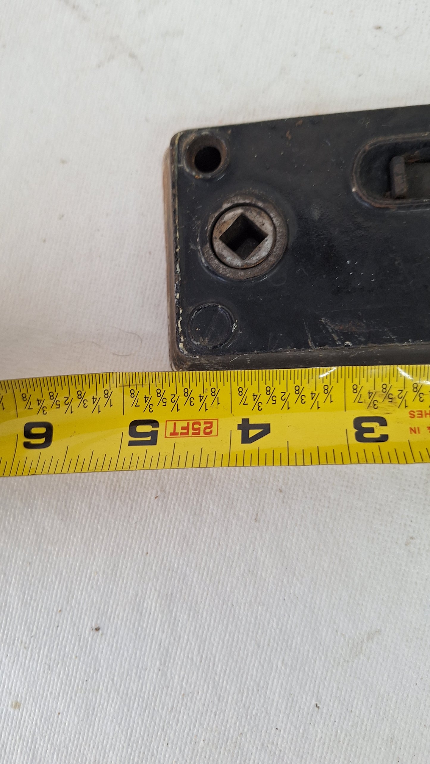 Antique Door Rim Lock and Keeper, Cast Iron Surface Mount Lock with Privacy Latch