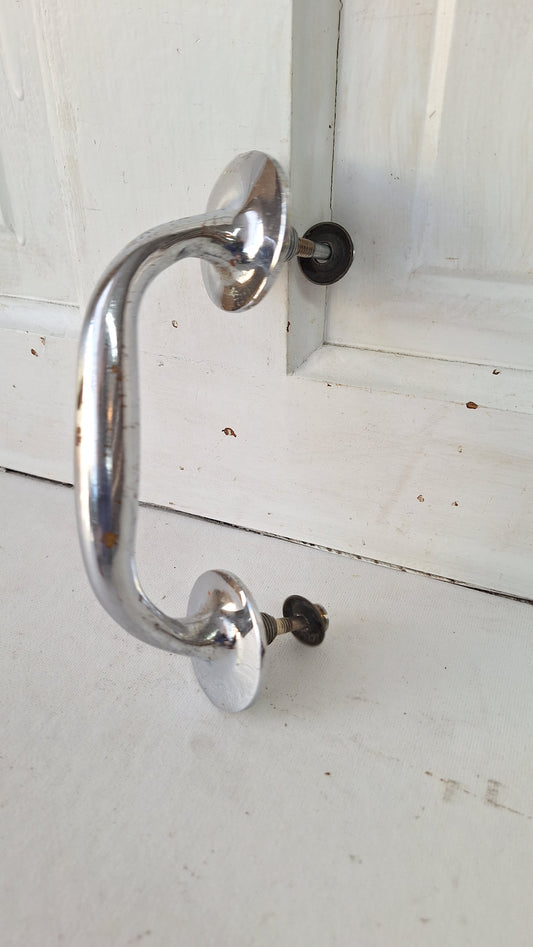 Vintage Chrome Door Pull Handle, Silver Vintage Door Hardware