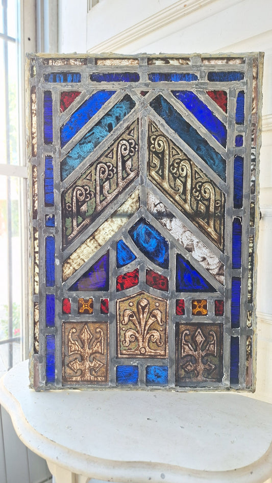 Tudor or Gothic Style Antique Stained Glass, Vintage Church Windows