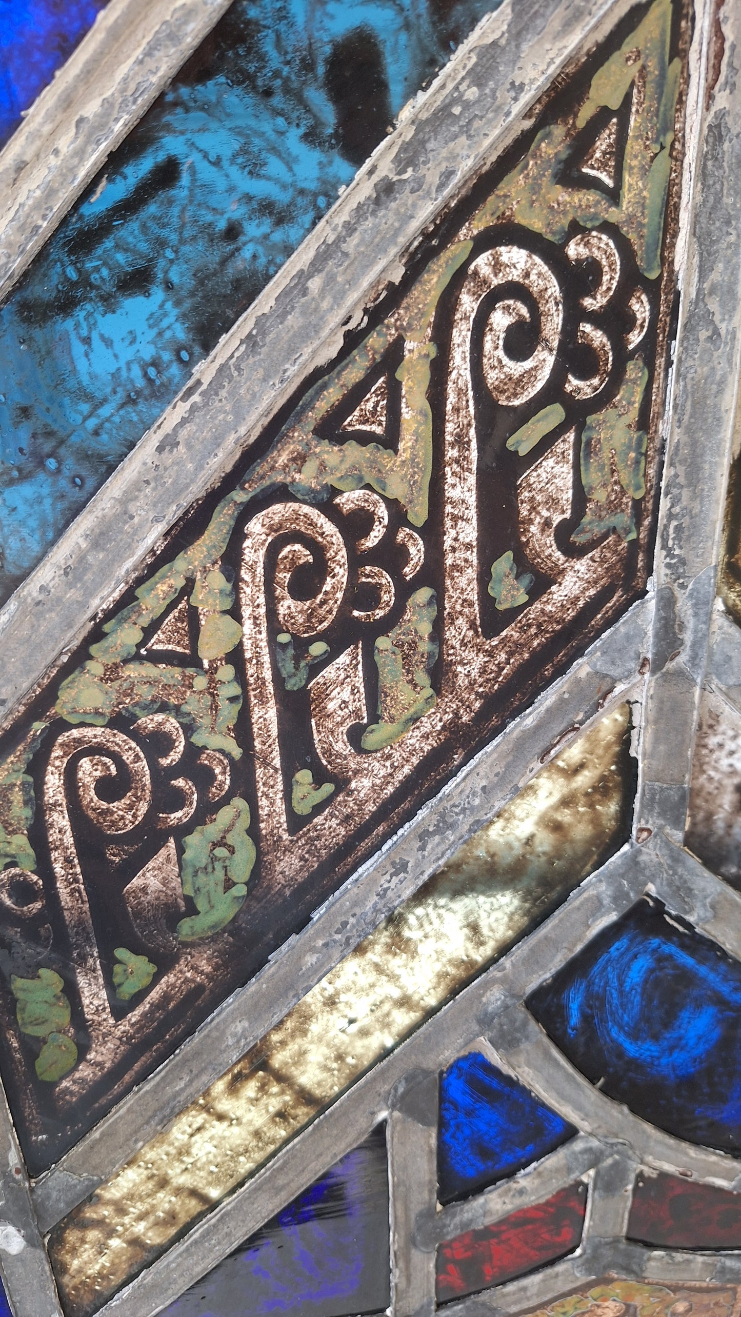 Tudor or Gothic Style Antique Stained Glass, Vintage Church Windows