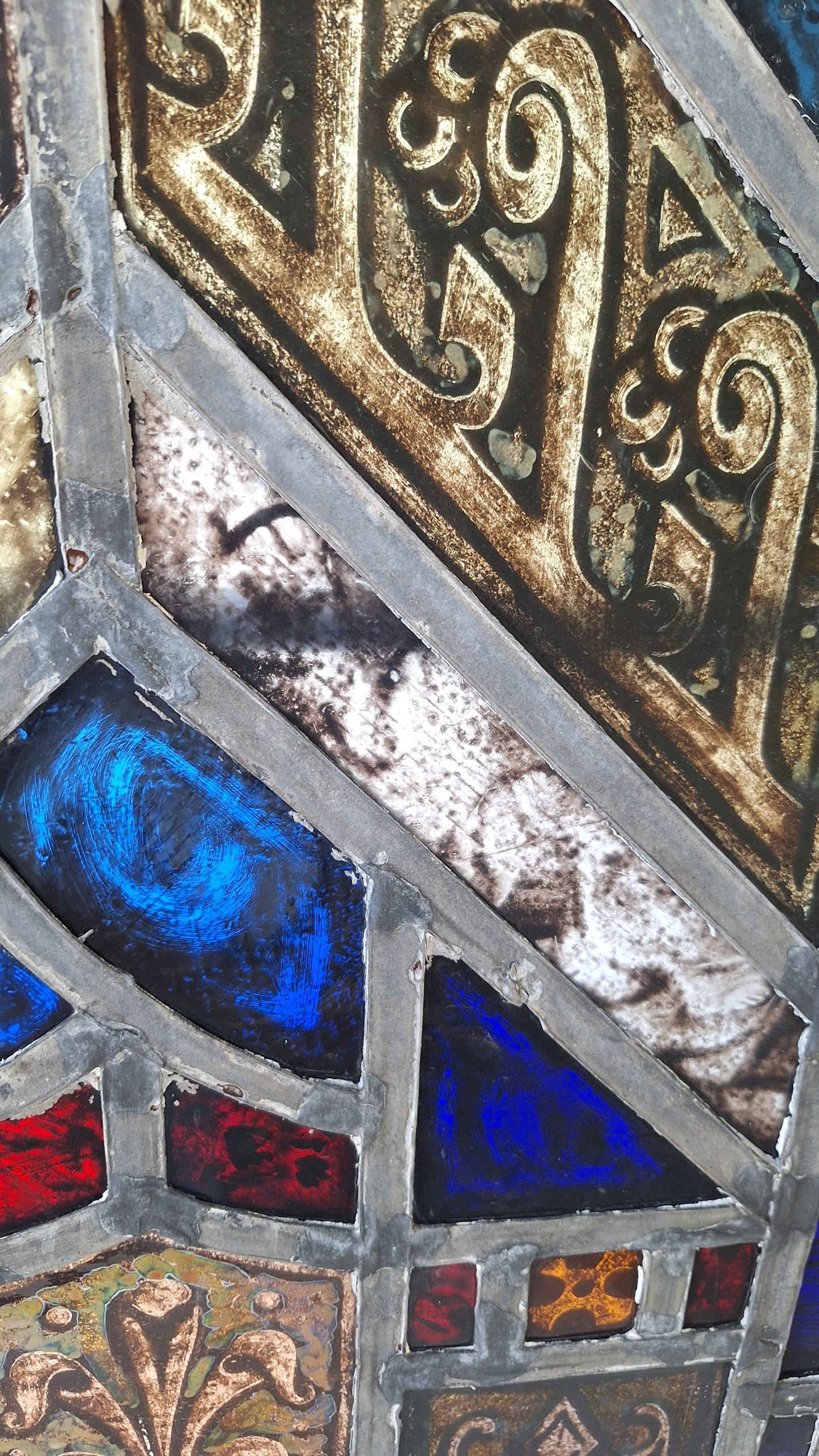 Tudor or Gothic Style Antique Stained Glass, Vintage Church Windows