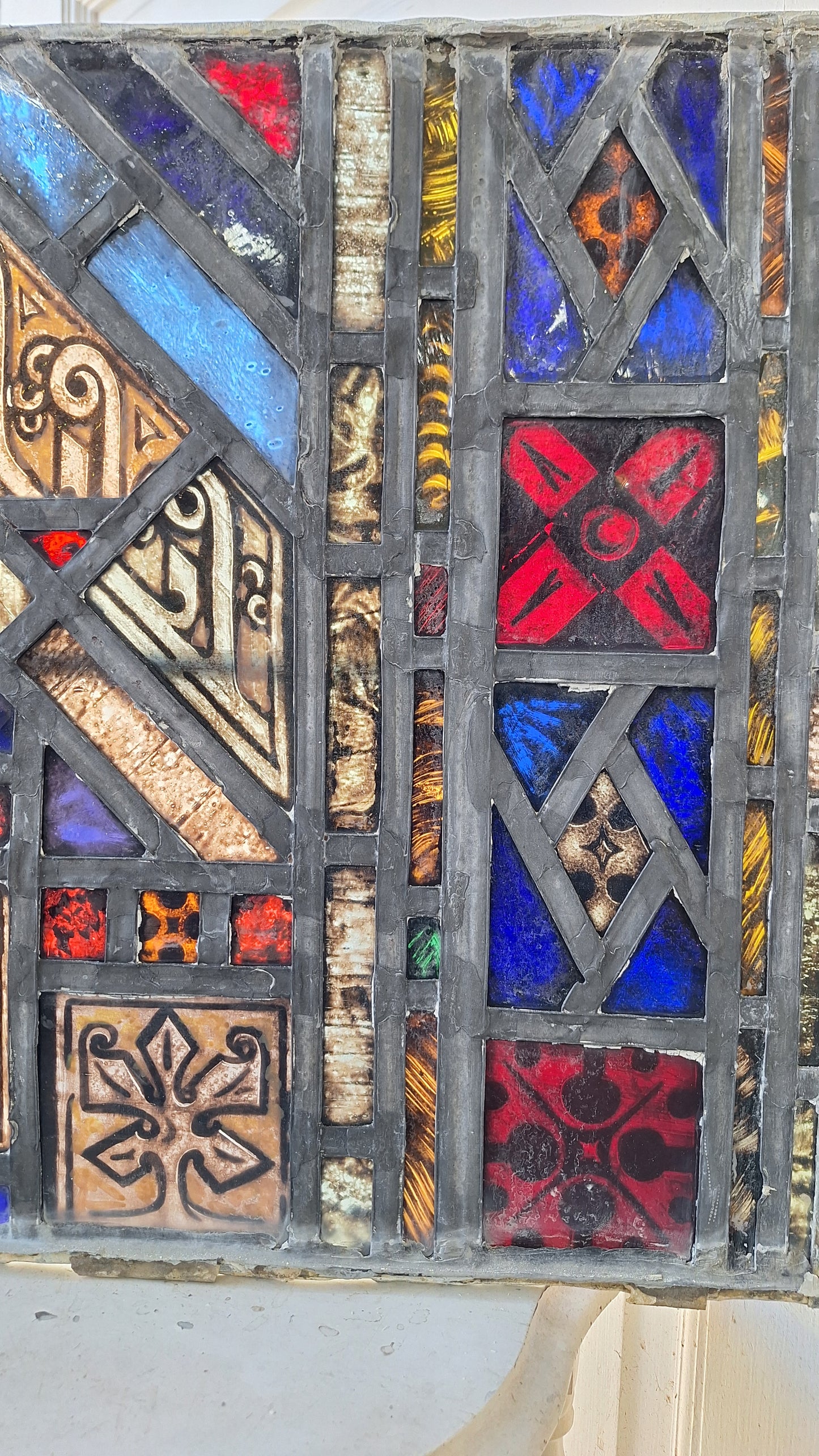 Rectangle Gothic Style Antique Stained Glass, Vintage Church Windows