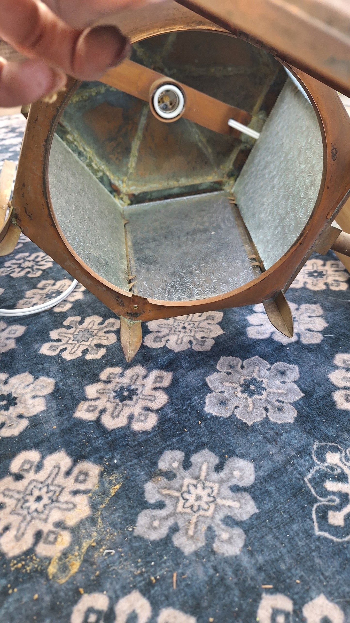 Large Antique Copper Sconces, Two Gothic Style Exterior Sconces