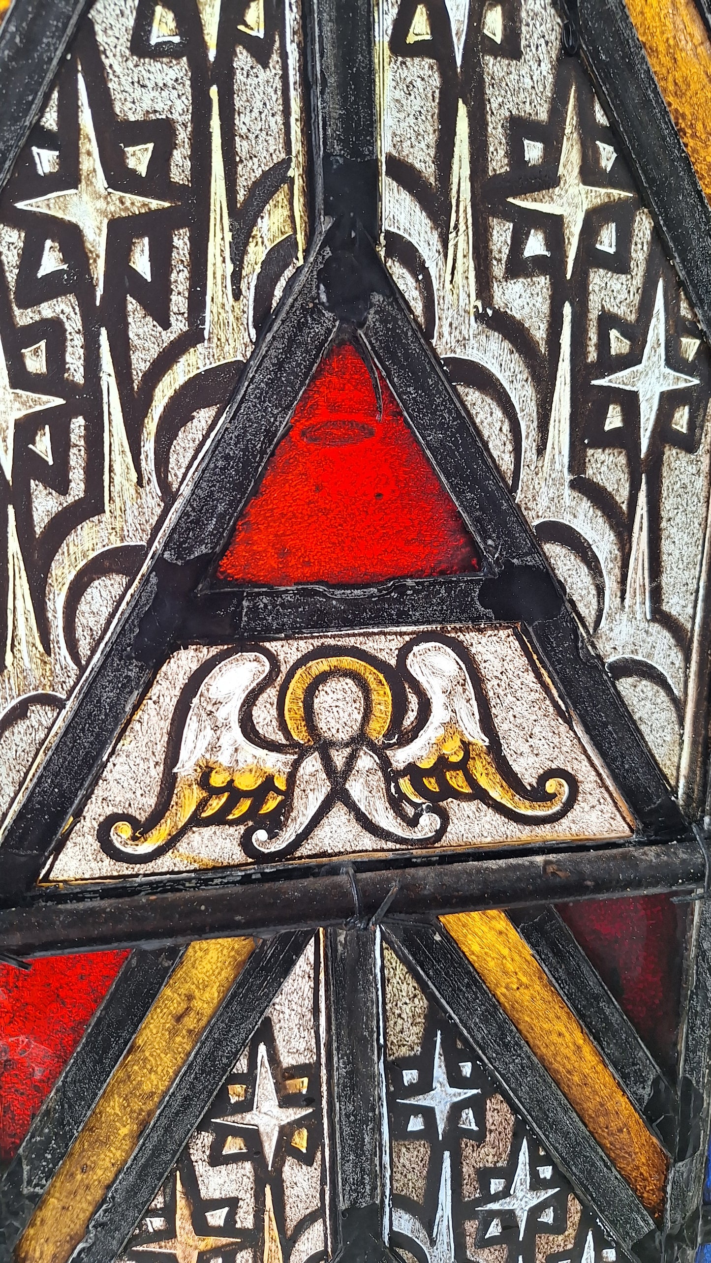 Angel and Star Antique Stained Glass, Vintage Church Windows