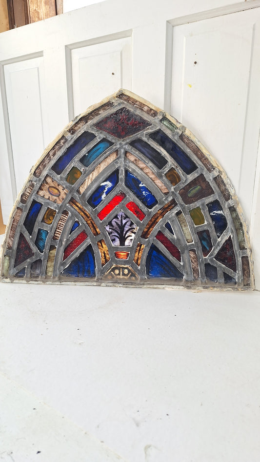 Small Gothic Arch Antique Stained Glass, Vintage Church Windows