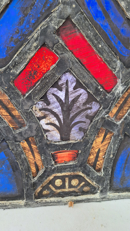 Small Gothic Arch Antique Stained Glass, Vintage Church Windows