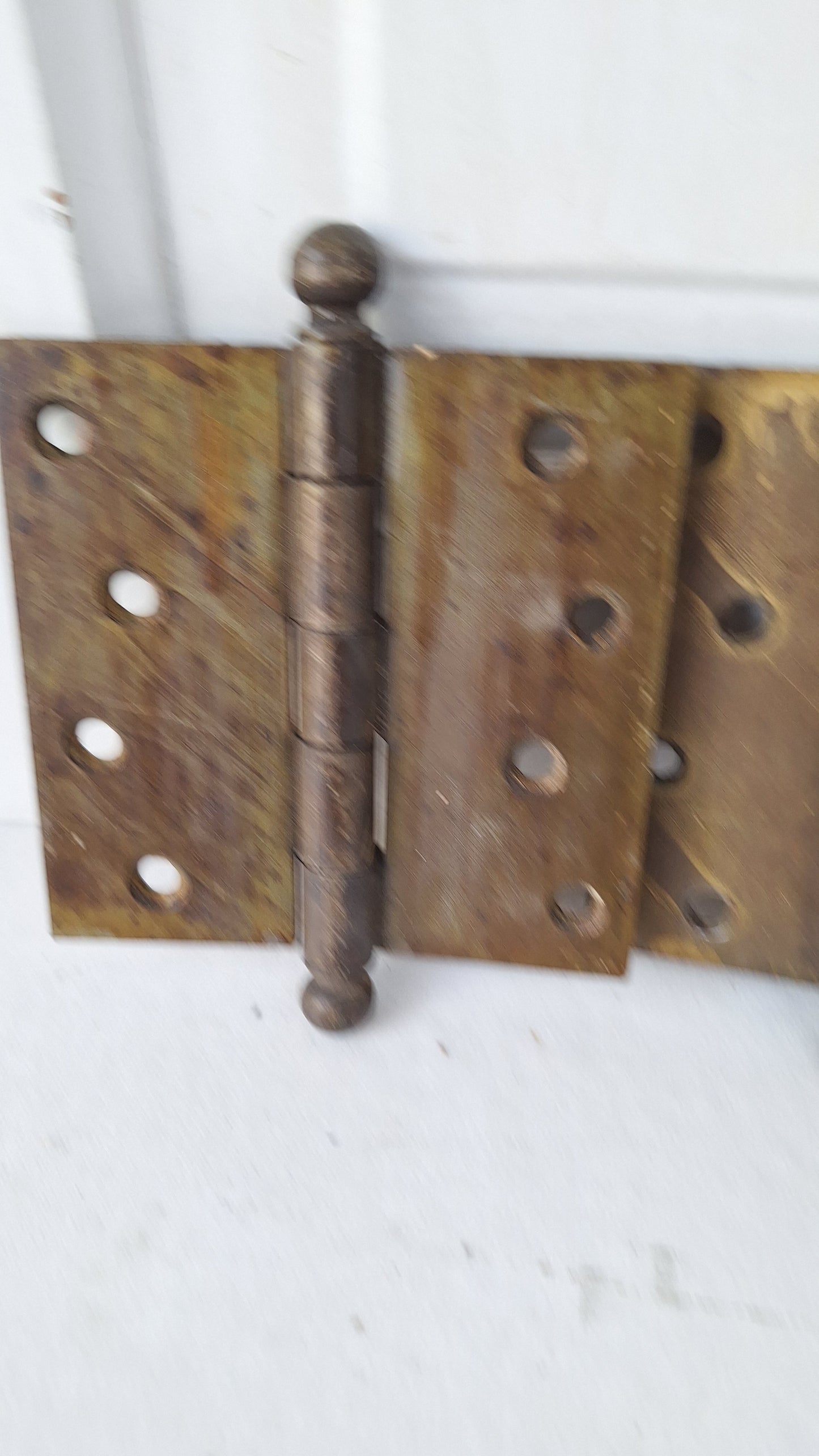 Three 4 1/2" Bronze Plated Hinges, Vintage Set of Brass Door Hinges