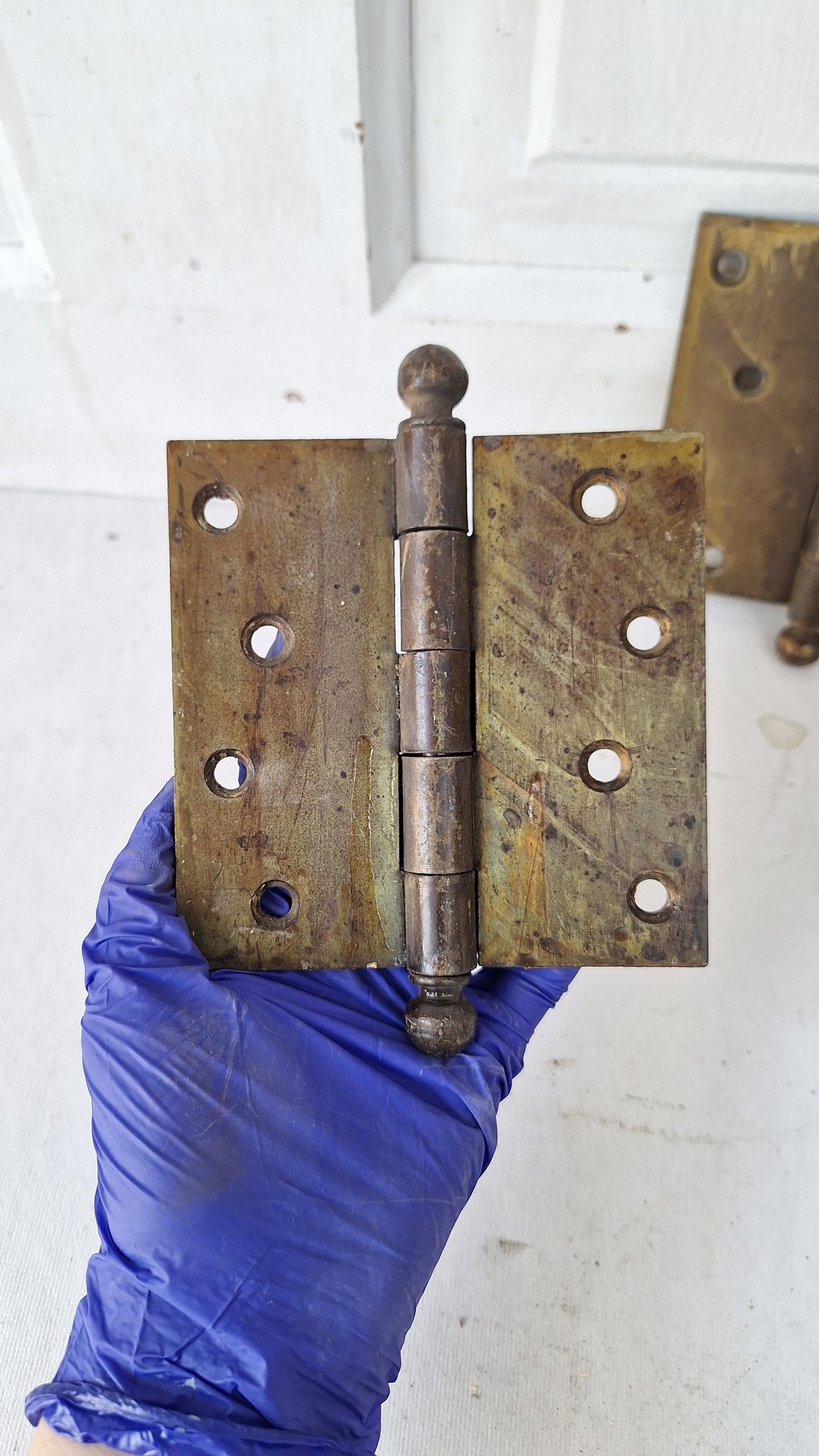 Three 4 1/2" Bronze Plated Hinges, Vintage Set of Brass Door Hinges