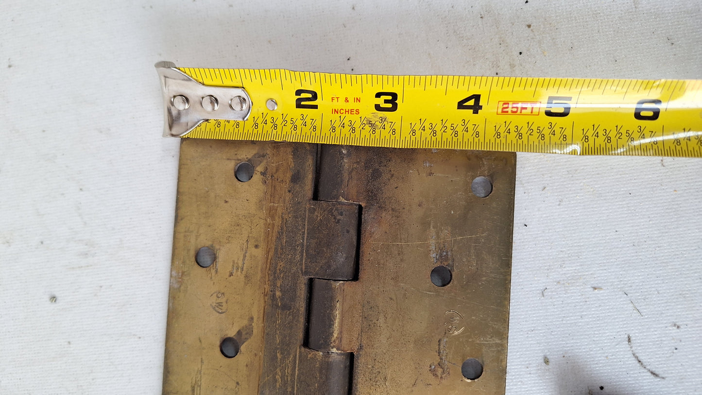 Three 4 1/2" Bronze Plated Hinges, Vintage Set of Brass Door Hinges