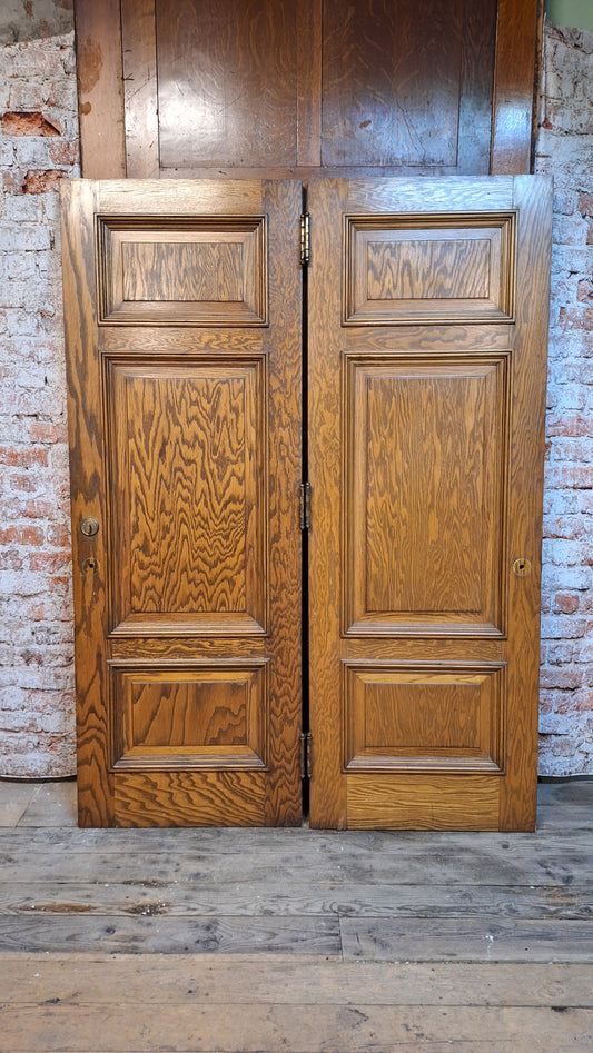 60" Set of Solid Wood Vintage Doors, Vintage Double Doors 83" Tall