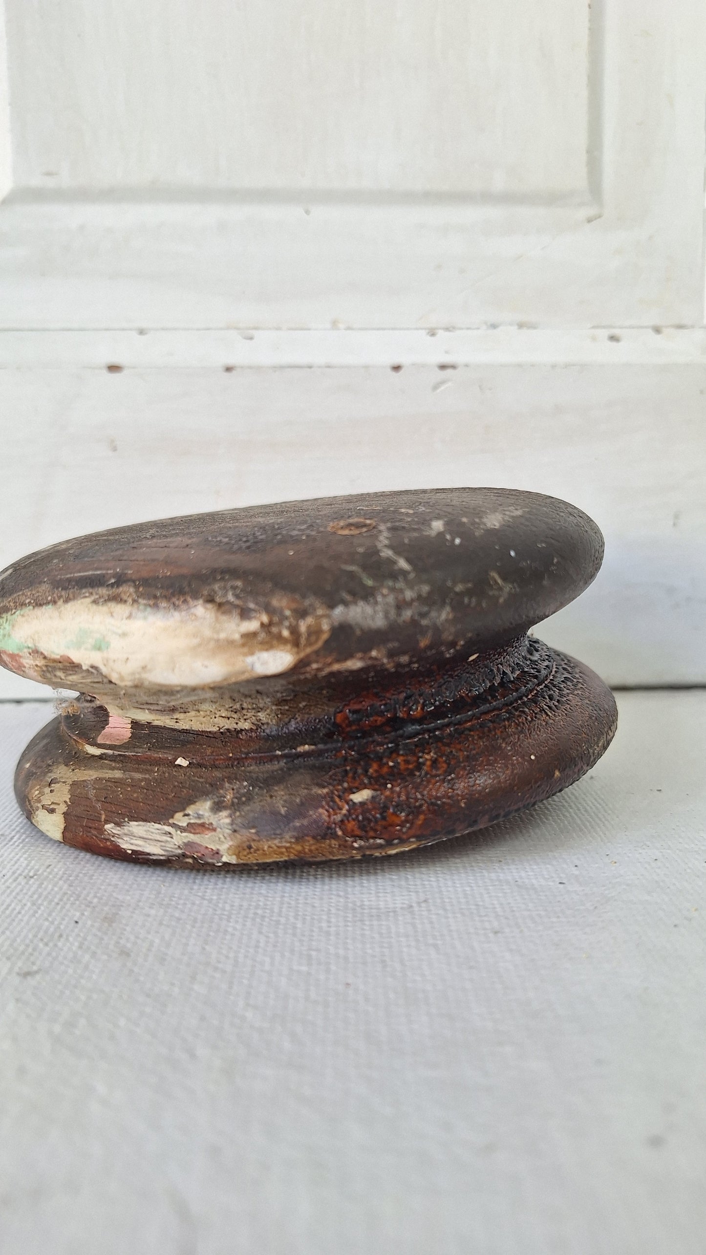 Small Newel Post Top, Newel Post Carved Wood Finial, Antique Staircase Post Top