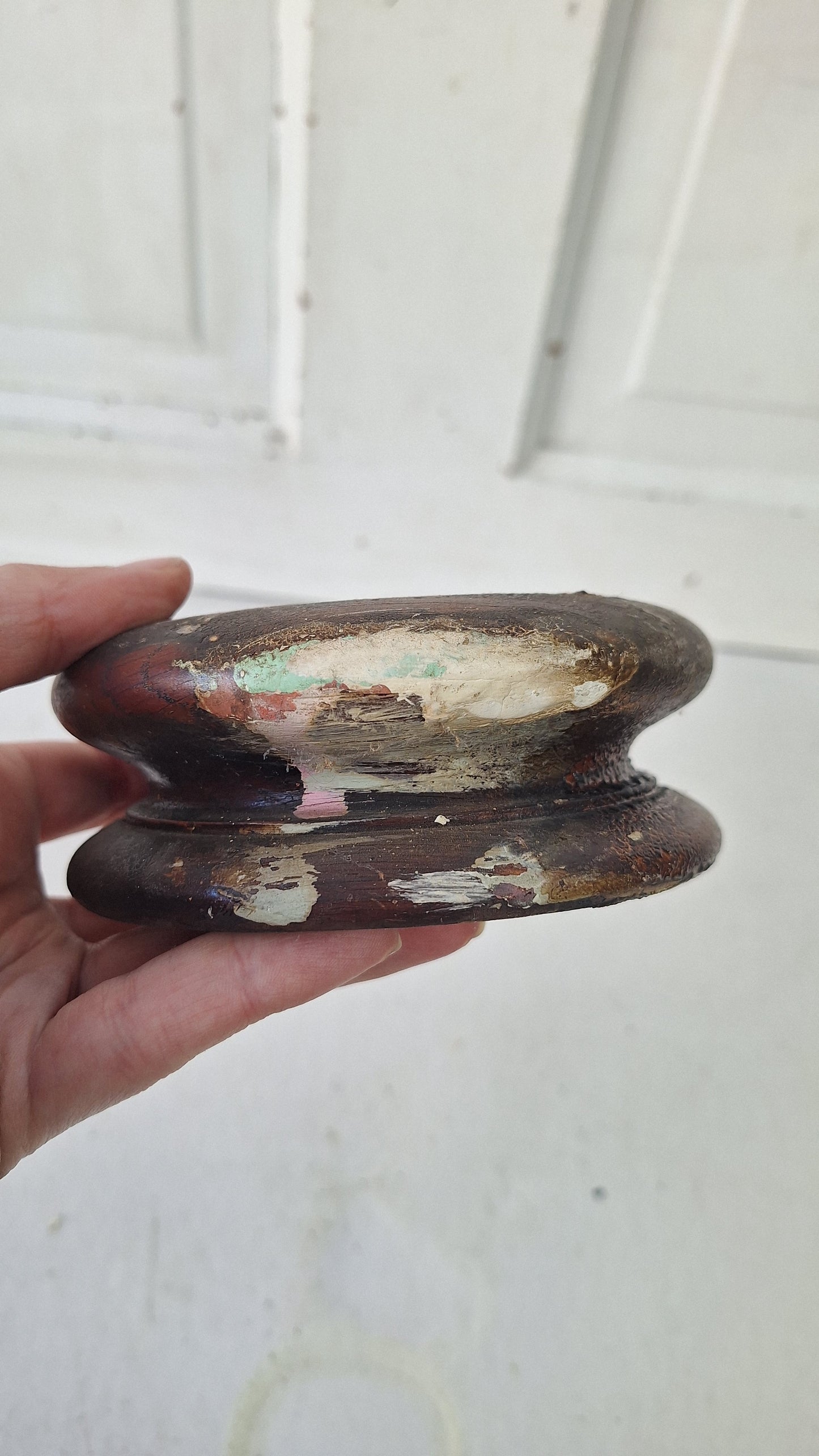 Small Newel Post Top, Newel Post Carved Wood Finial, Antique Staircase Post Top