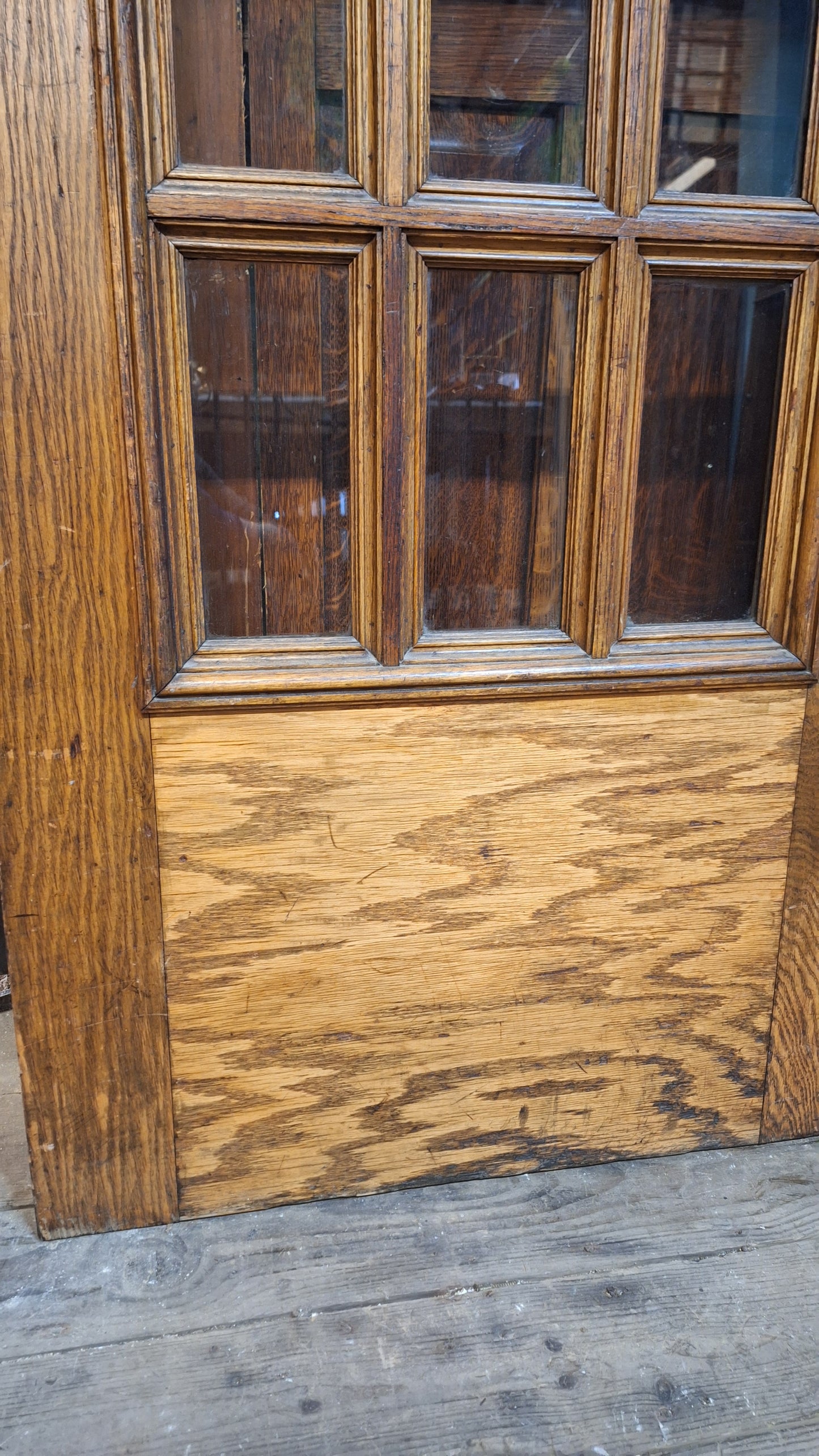 Large Antique Oak and Glass French Doors, Antique Double Door Set