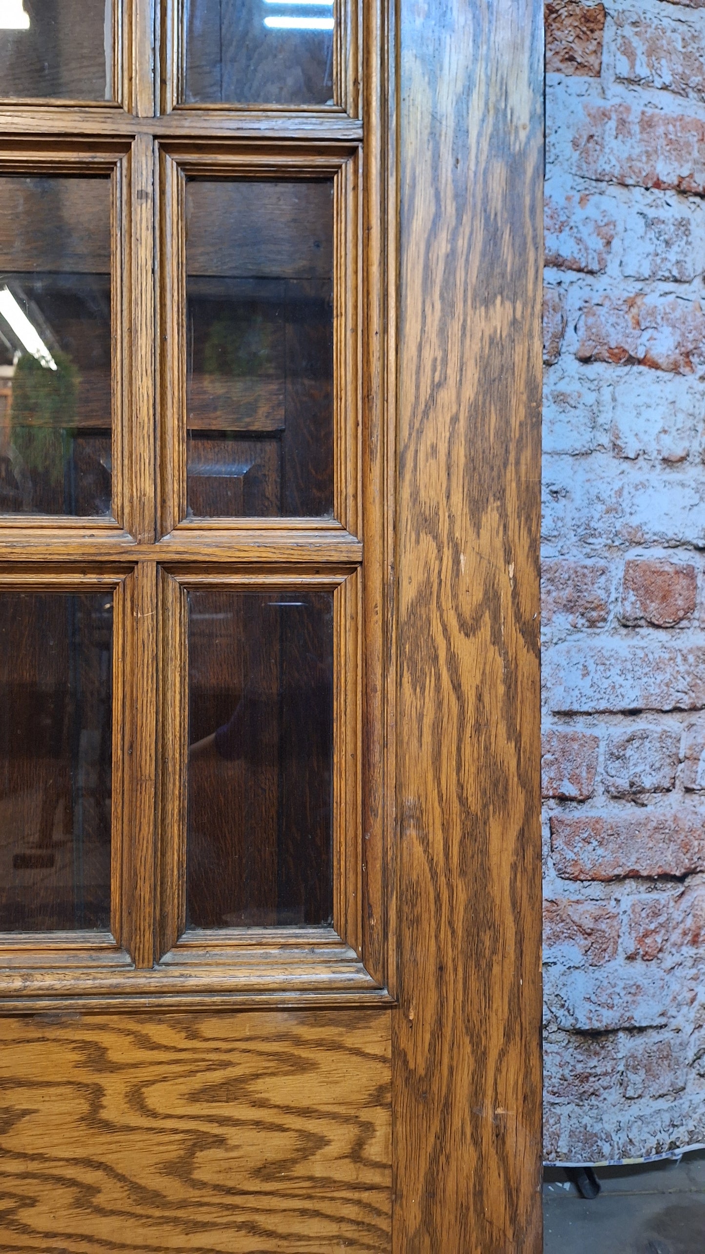 Large Antique Oak and Glass French Doors, Antique Double Door Set