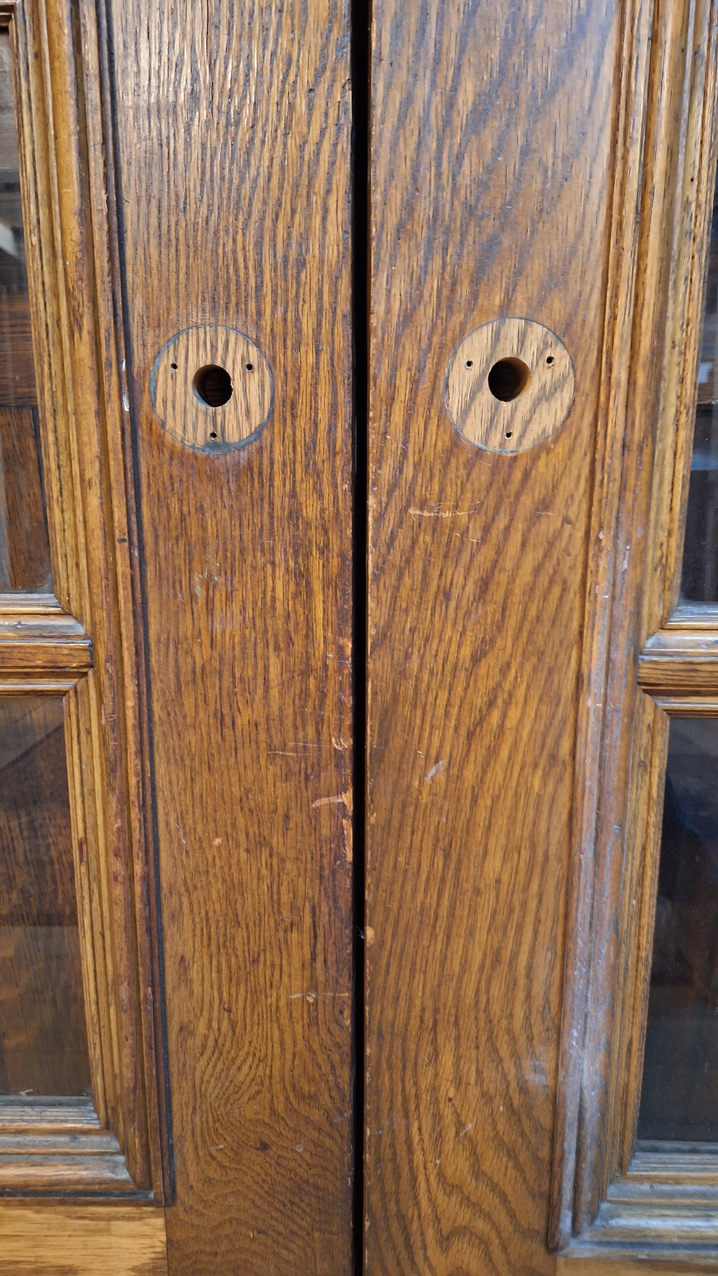 Large Antique Oak and Glass French Doors, Antique Double Door Set