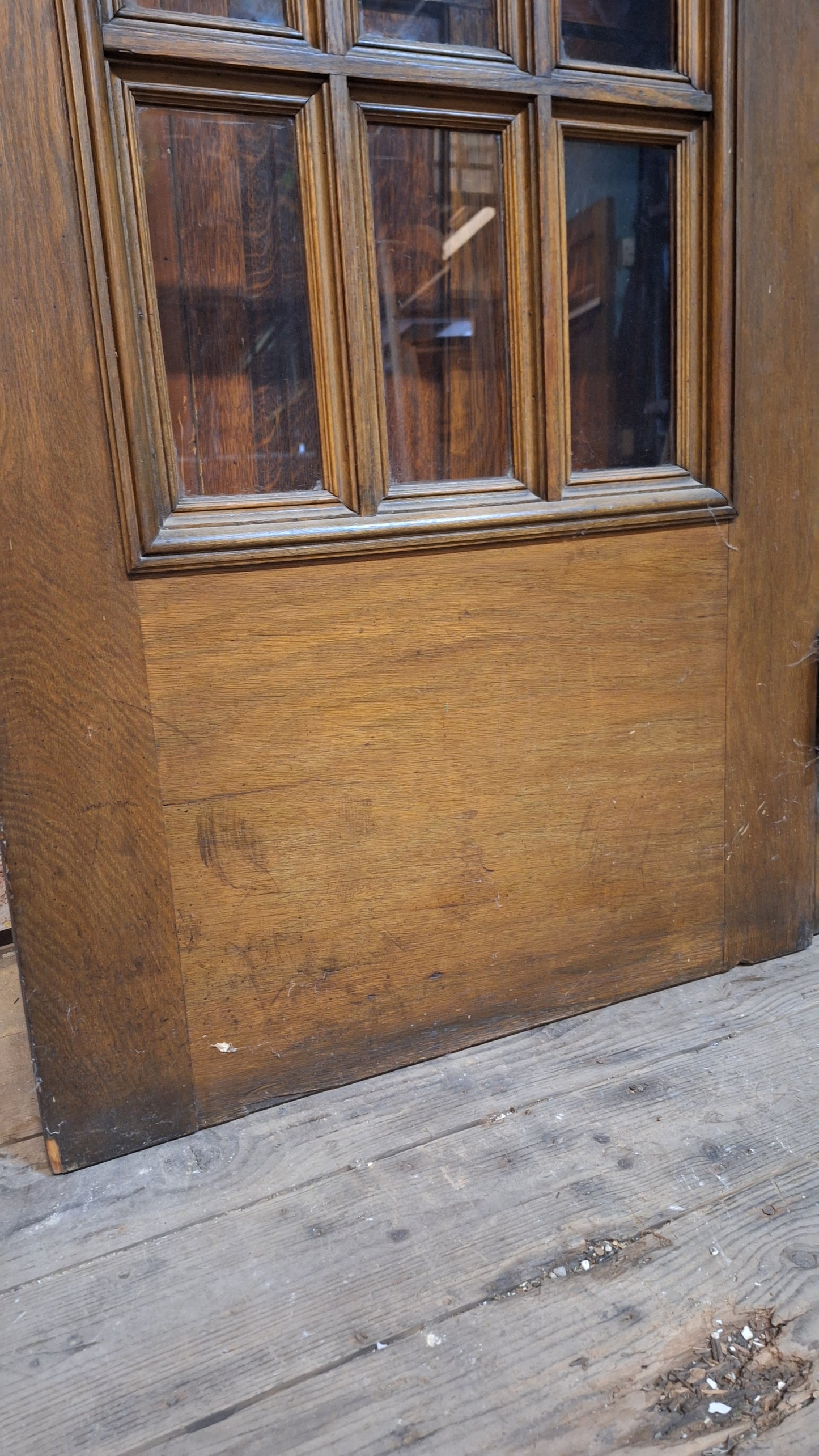 Large Antique Oak and Glass French Doors, Antique Double Door Set