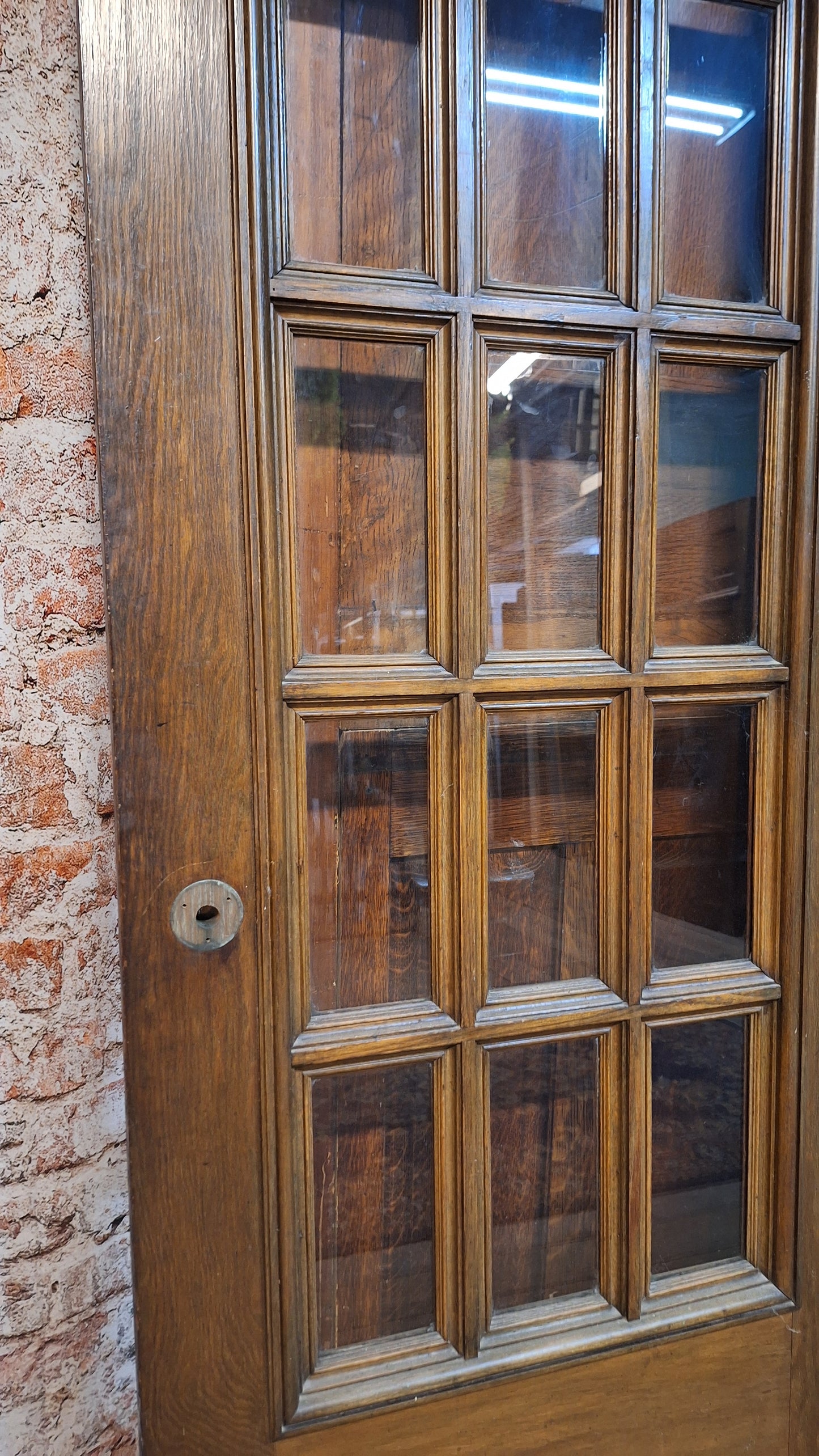 Large Antique Oak and Glass French Doors, Antique Double Door Set
