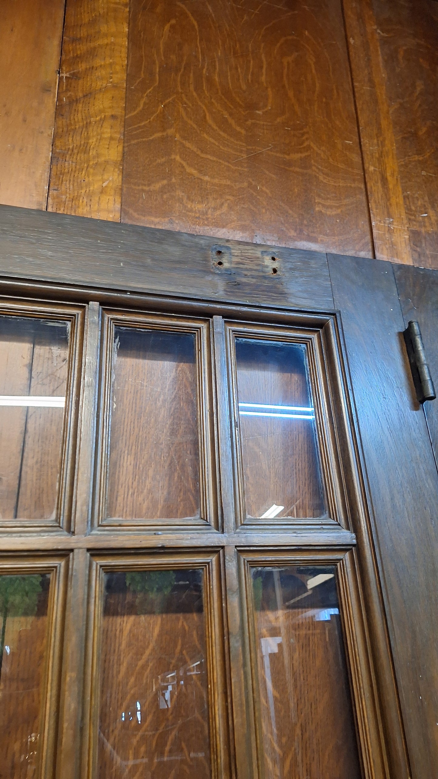 Large Antique Oak and Glass French Doors, Antique Double Door Set