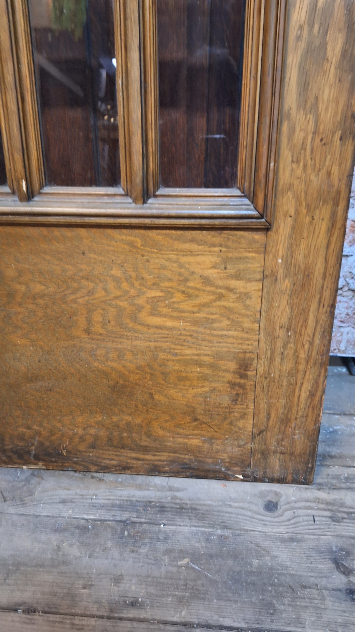 Large Antique Oak and Glass French Doors, Antique Double Door Set