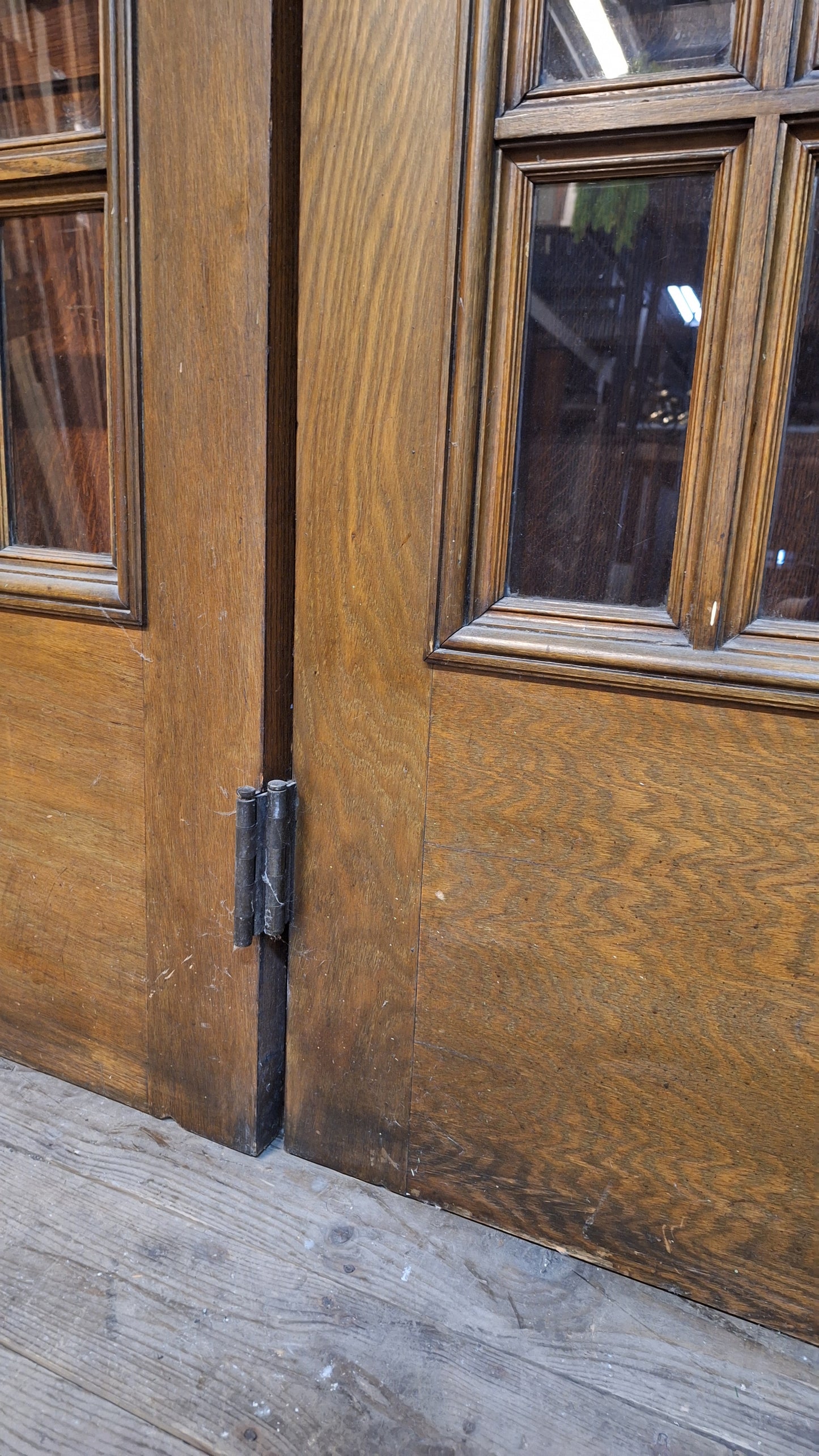 Large Antique Oak and Glass French Doors, Antique Double Door Set