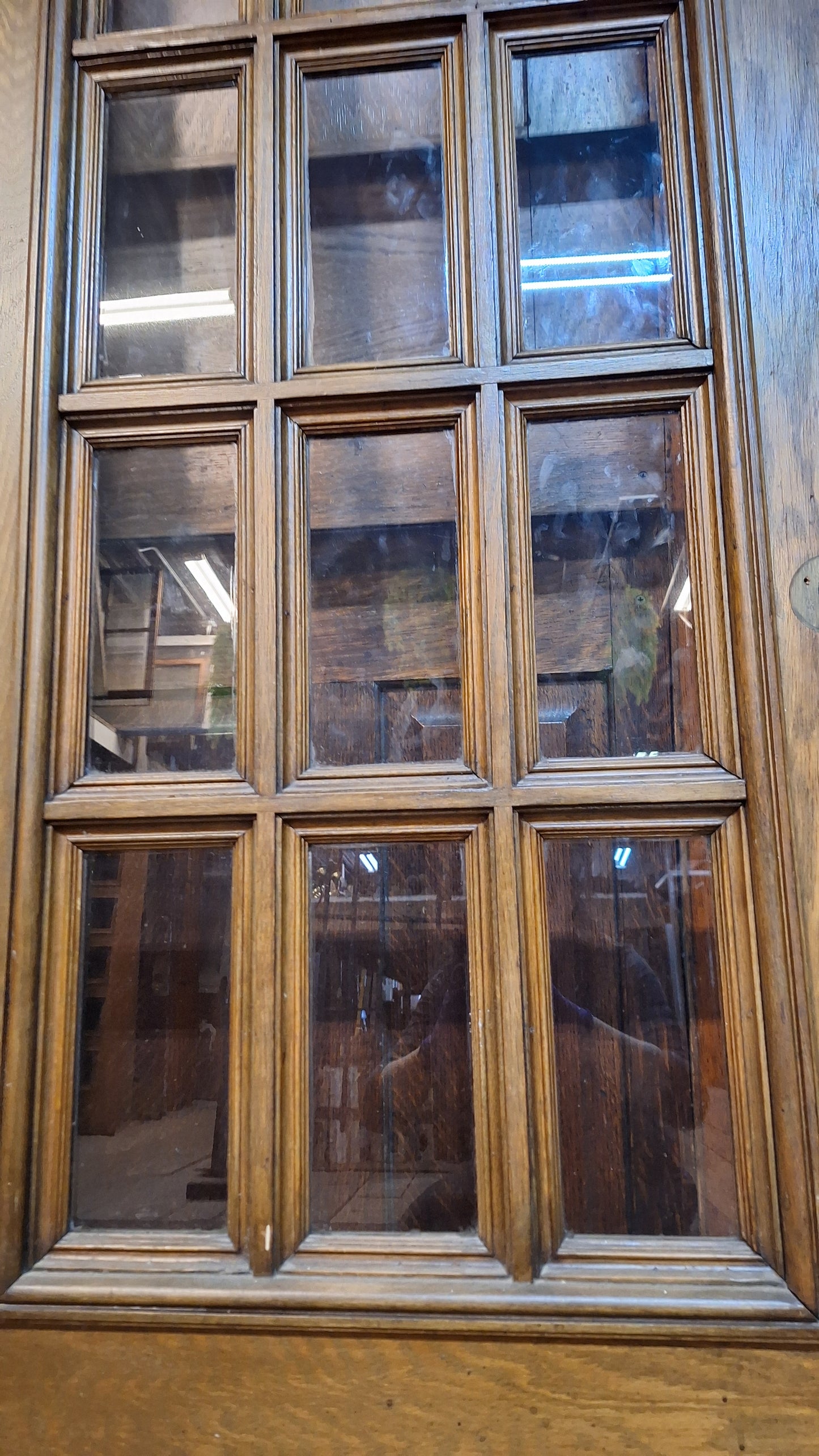 Large Antique Oak and Glass French Doors, Antique Double Door Set
