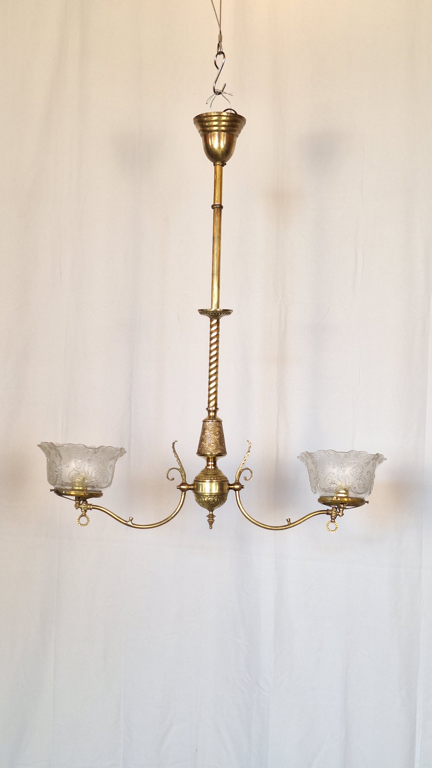 Gas Coverted Antique Chandelier, Victorian Gas Light