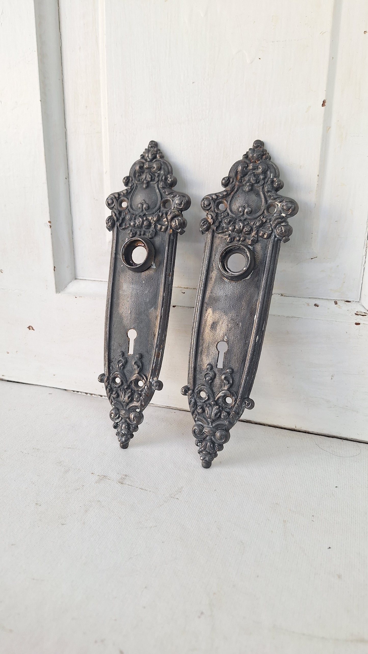 Ornate Iron Door Plates, Cast Iron Door Knob Escutcheon Plates