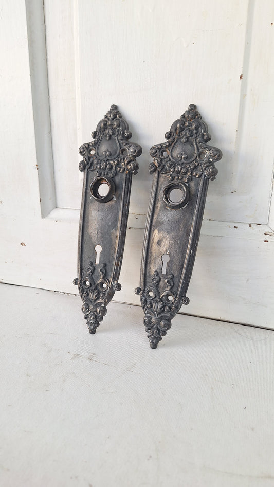 Ornate Iron Door Plates, Cast Iron Door Knob Escutcheon Plates