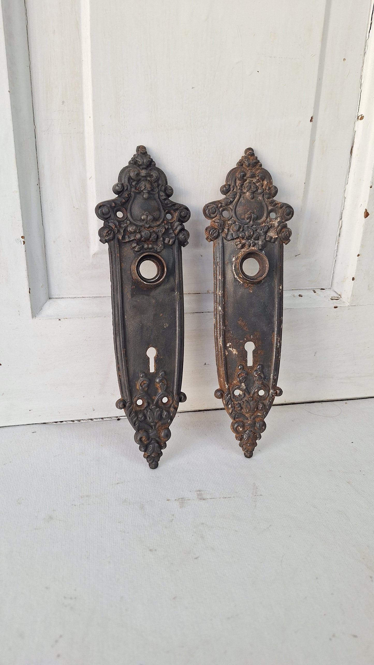 Ornate Iron Door Plates, Cast Iron Door Knob Escutcheon Plates
