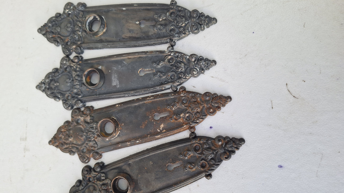 Ornate Iron Door Plates, Cast Iron Door Knob Escutcheon Plates