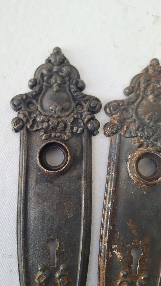 Ornate Iron Door Plates, Cast Iron Door Knob Escutcheon Plates