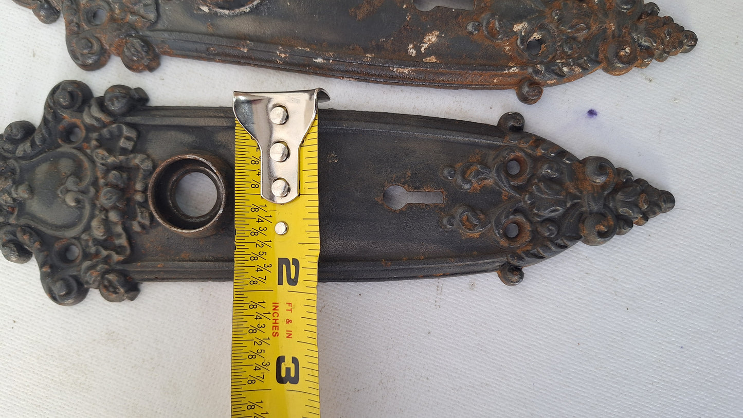 Ornate Iron Door Plates, Cast Iron Door Knob Escutcheon Plates