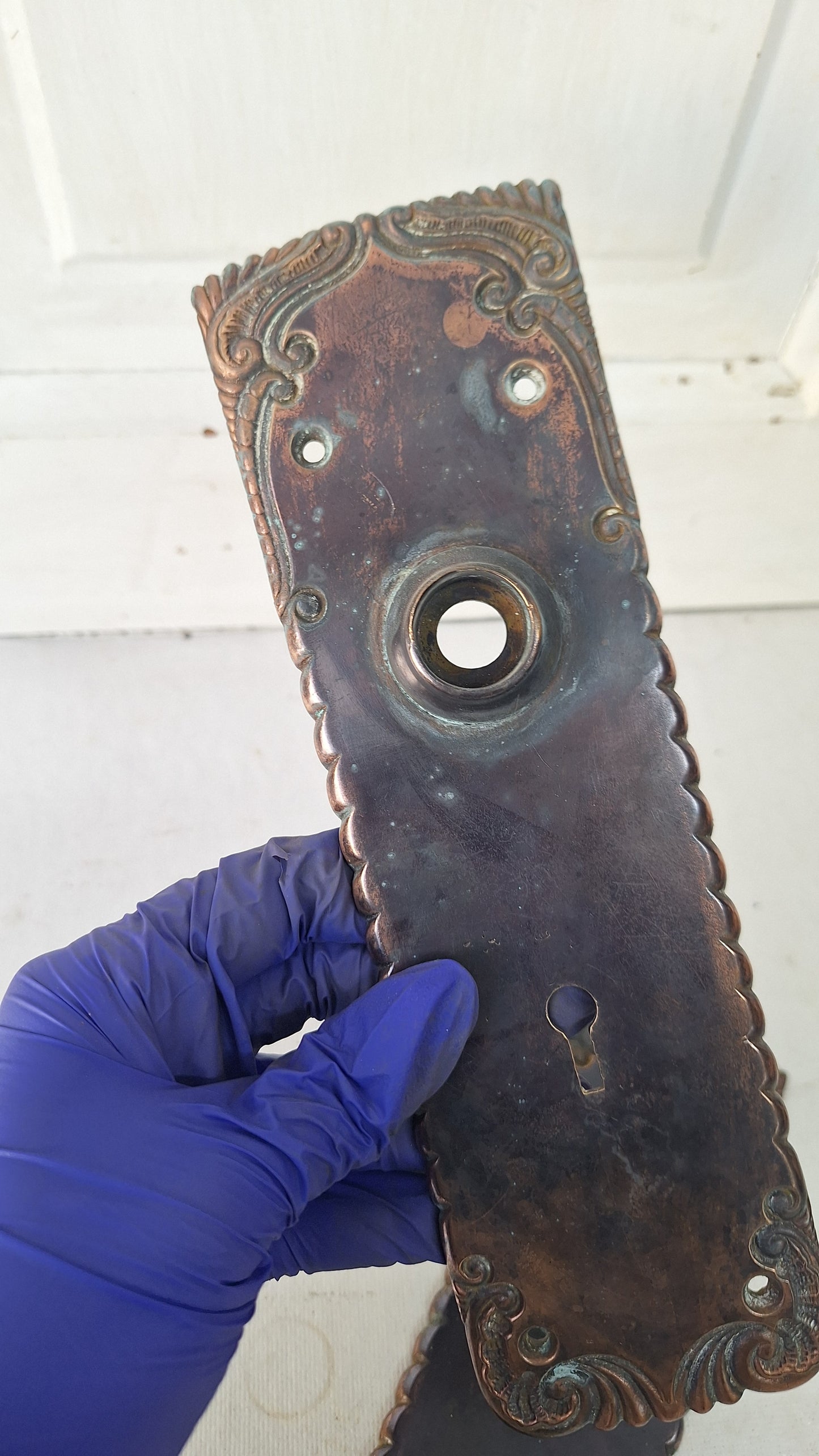 Bronze Spiral Pattern Door Plates, Antique Swirl Design Door Knob Backplates