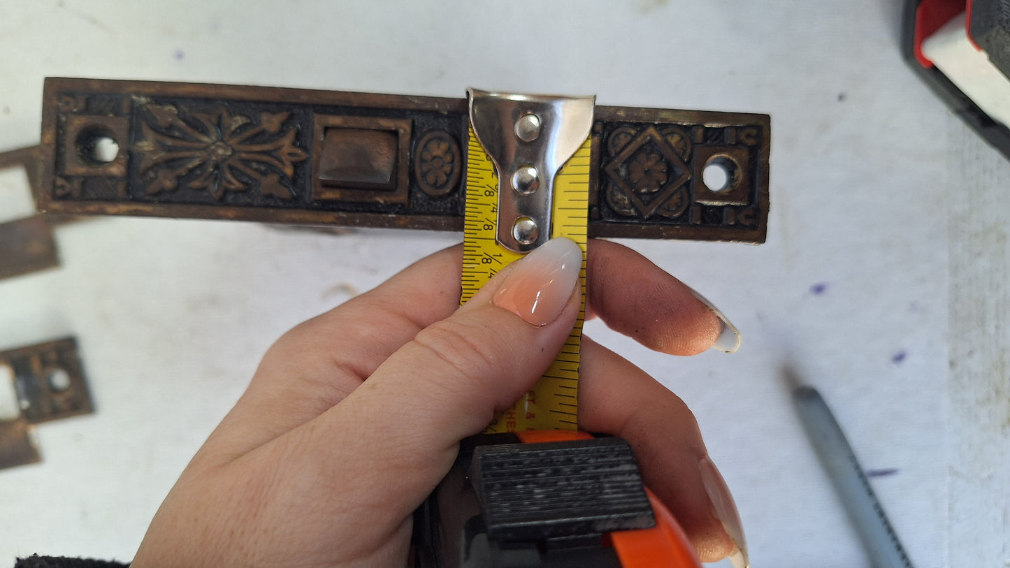 Antique Fancy Bronze Mortise Lock with Skeleton Key: Working Door Lock