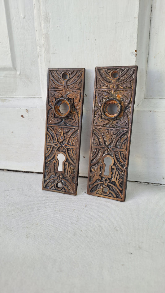 Cast Iron Eastlake Doorknob Plate, Antique Iron Escutcheon Backplate