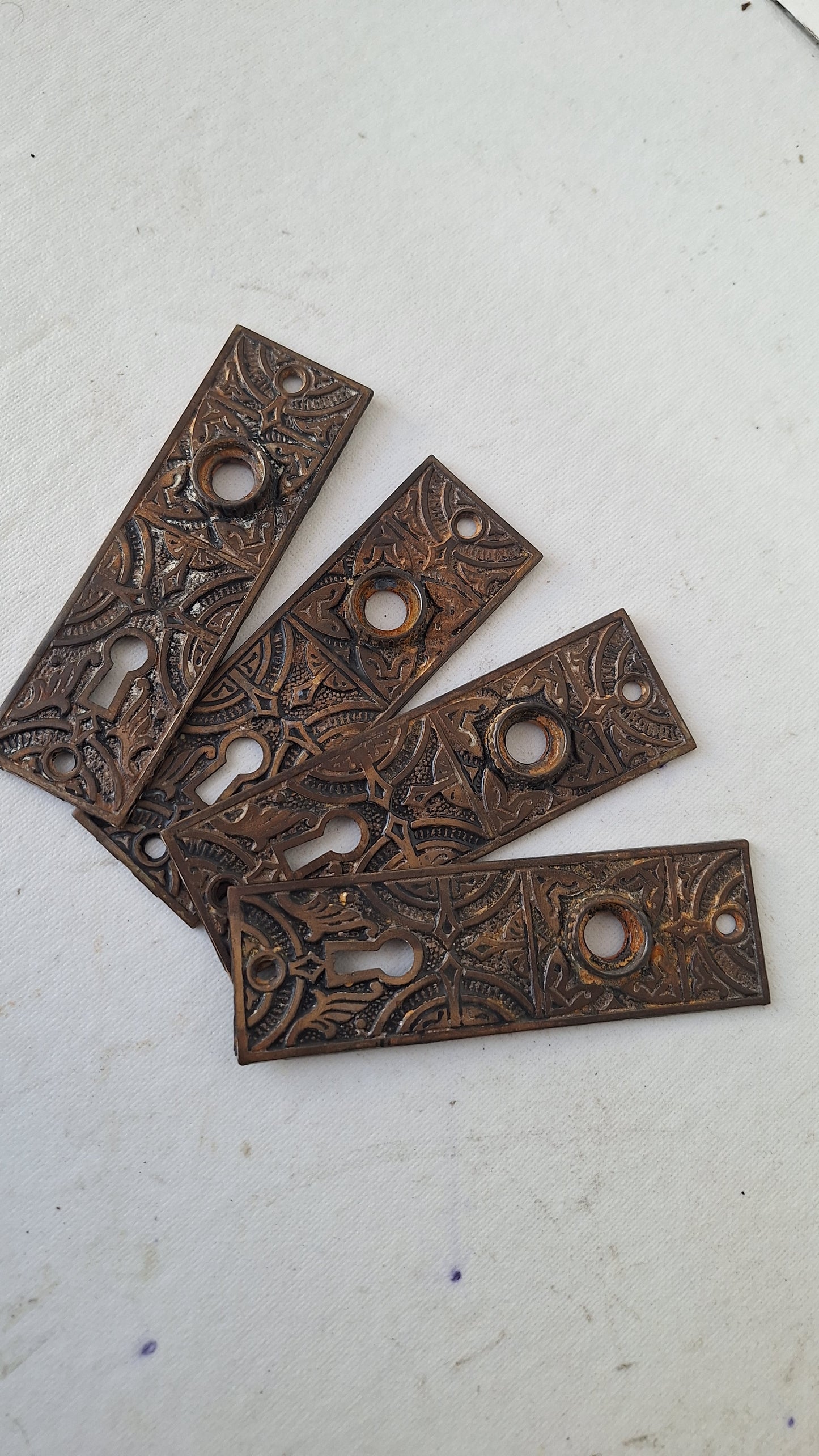 Cast Iron Eastlake Doorknob Plate, Antique Iron Escutcheon Backplate