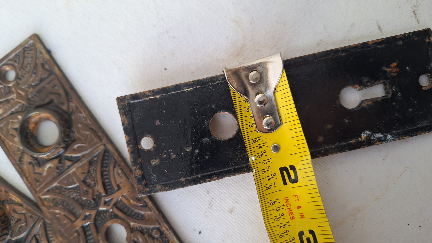 Cast Iron Eastlake Doorknob Plate, Antique Iron Escutcheon Backplate